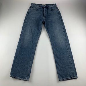 AGOLDE Dark Wash Denim 90s Pinch Waist High Rise Relaxed Leg Jeans 28